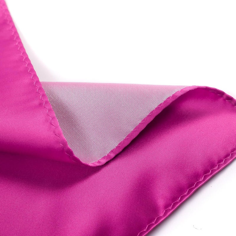 fortunatever Mens Solid Satin Neckties With Gift Box+Pocket Square(Magenta) - Image 4